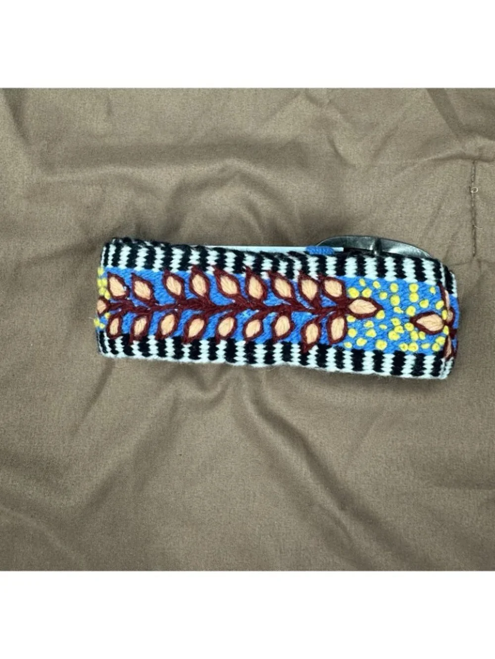 Jenny Krauss NWT Embroidered Wool Belt Size L Blue Boho Handmade Peru Fair Trade